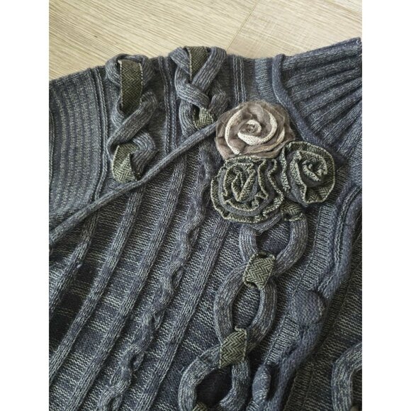 Covelo Wool Angora Rabbit Silk Cotton Cable Knit Mock Neck Cardigan Sweater M - Picture 4 of 15